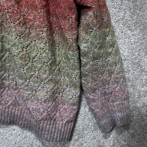 Penelope Rose Ombre Knit Open Front Cardigan Sweater XL Boho Cozy Cottagecore - Picture 6 of 13